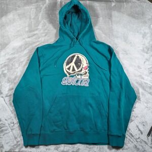 Vintage Gotcha Hoodie Mens XXL Green Peace Skull Pullover  Y2K Surf Skate